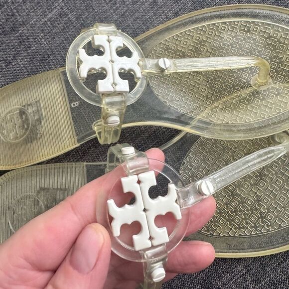 TORY BURCH Women’s Mini Miller Jelly Thong Flip Flop Sandals Clear Sz 8 - Picture 5 of 13